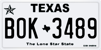 TX license plate BOK3489
