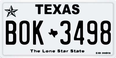 TX license plate BOK3498