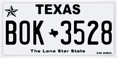 TX license plate BOK3528