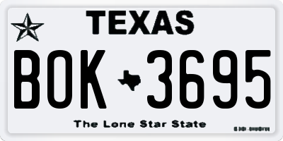 TX license plate BOK3695
