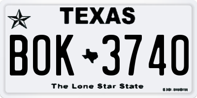 TX license plate BOK3740