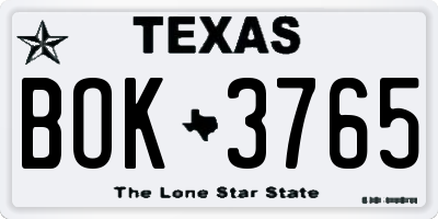 TX license plate BOK3765