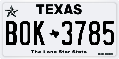 TX license plate BOK3785
