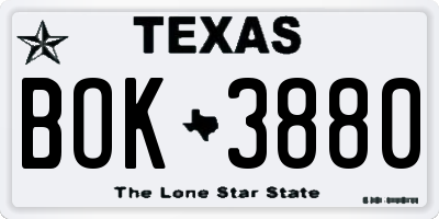 TX license plate BOK3880