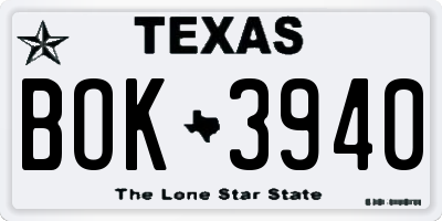 TX license plate BOK3940