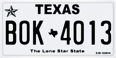 TX license plate BOK4013