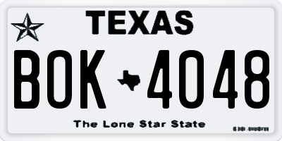 TX license plate BOK4048