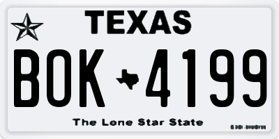 TX license plate BOK4199
