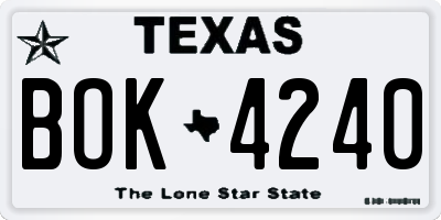TX license plate BOK4240