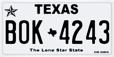 TX license plate BOK4243
