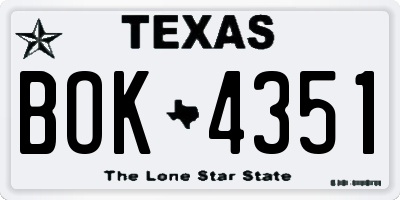 TX license plate BOK4351