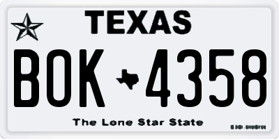 TX license plate BOK4358