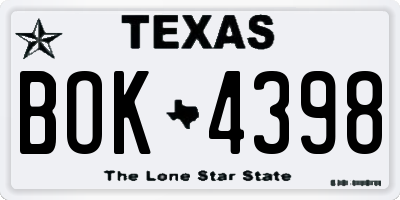 TX license plate BOK4398