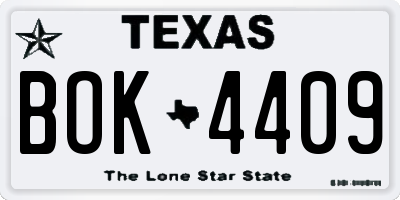 TX license plate BOK4409