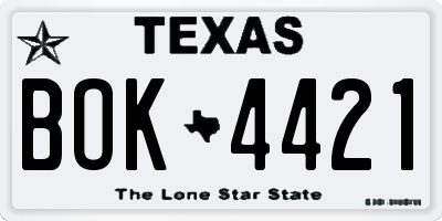 TX license plate BOK4421