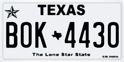 TX license plate BOK4430