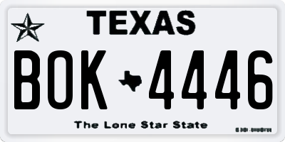 TX license plate BOK4446