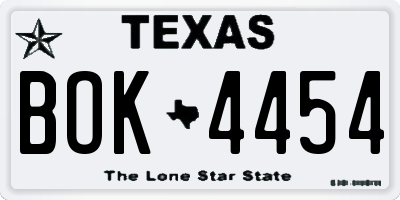 TX license plate BOK4454
