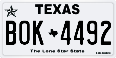 TX license plate BOK4492