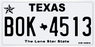 TX license plate BOK4513