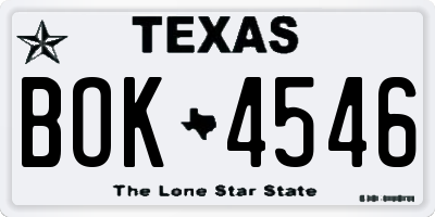 TX license plate BOK4546