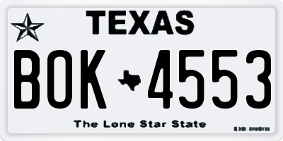 TX license plate BOK4553