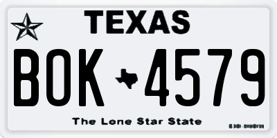 TX license plate BOK4579