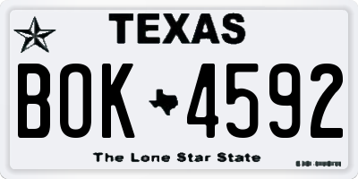 TX license plate BOK4592