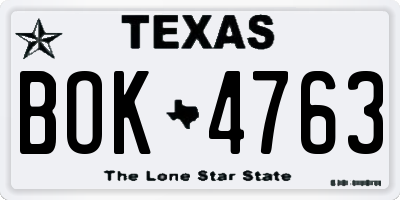 TX license plate BOK4763