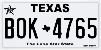 TX license plate BOK4765