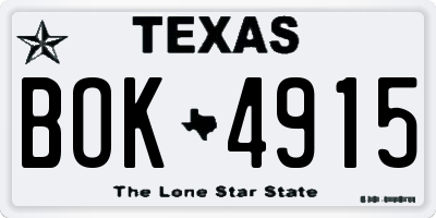 TX license plate BOK4915