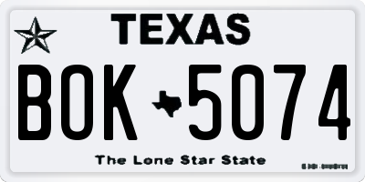 TX license plate BOK5074