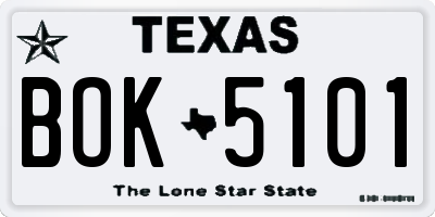 TX license plate BOK5101