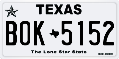 TX license plate BOK5152
