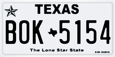 TX license plate BOK5154
