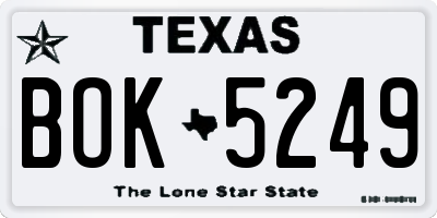 TX license plate BOK5249