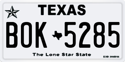 TX license plate BOK5285