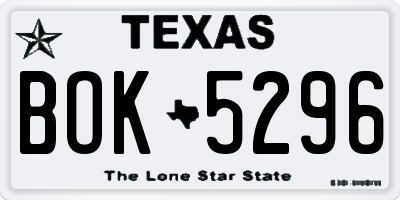 TX license plate BOK5296