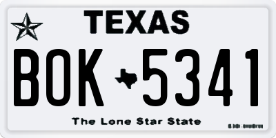 TX license plate BOK5341