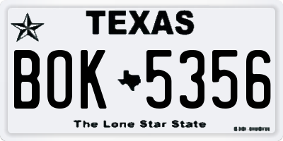 TX license plate BOK5356