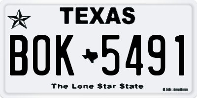 TX license plate BOK5491