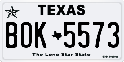 TX license plate BOK5573