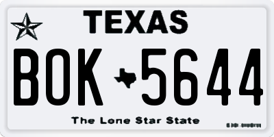 TX license plate BOK5644