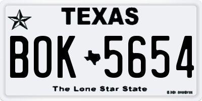 TX license plate BOK5654