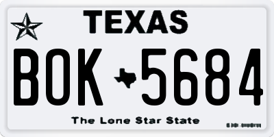 TX license plate BOK5684