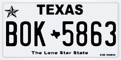 TX license plate BOK5863