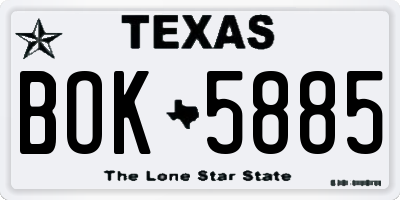 TX license plate BOK5885