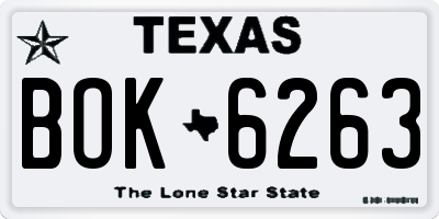 TX license plate BOK6263