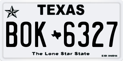 TX license plate BOK6327