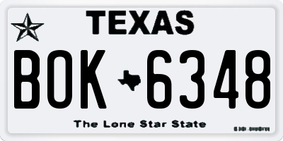 TX license plate BOK6348